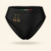 Black high-waist bikini bottom with gold DOE logo