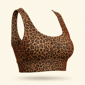 Leopard longline sports bra with DOE logo