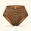 Leopard high-waist bikini bottom with DOE logo