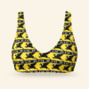 Yellow bikini top with black DOE print