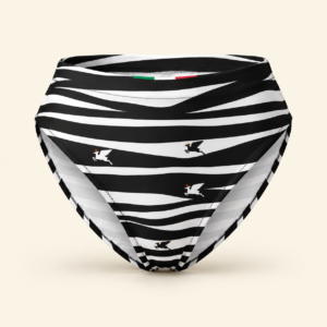 Zebra high-waist bikini bottom with DOE logo