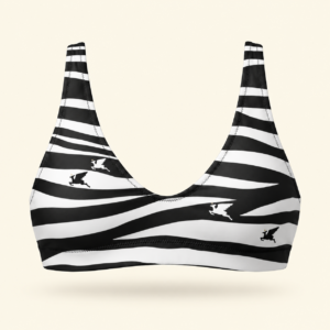 Zebra bikini top with DOE logo